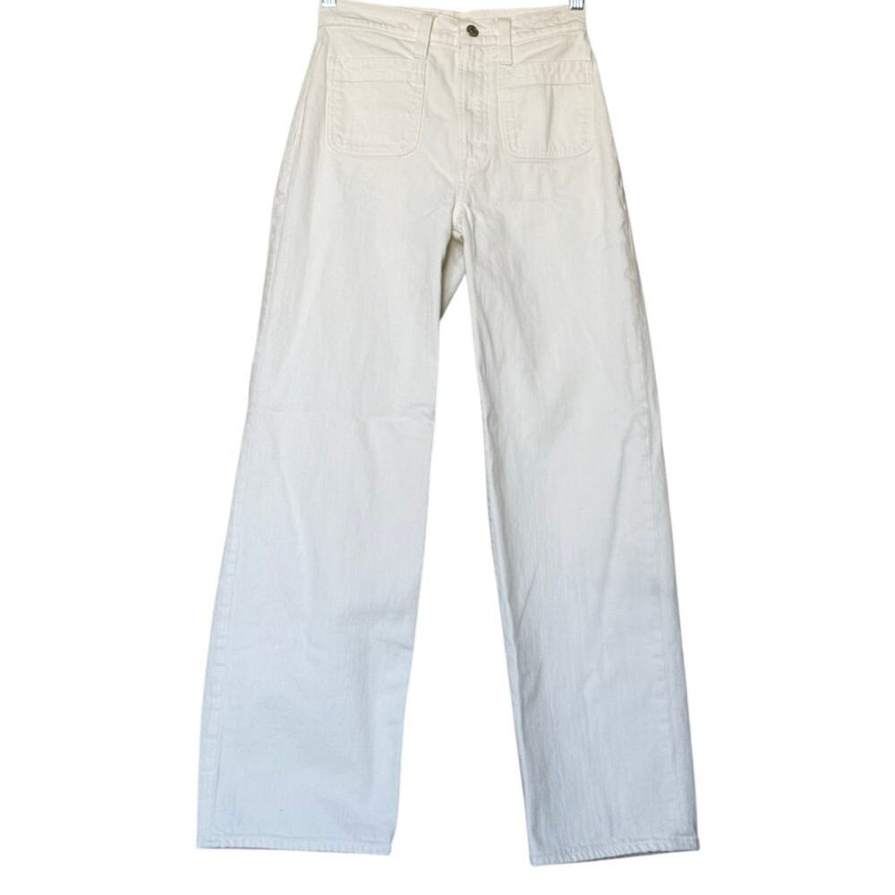 Madewell The Perfect Vintage Wide-Leg Crop Jean White - Patch Pockets Sz 25T